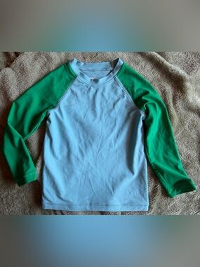 Primary Long Sleeve Kids Rash Guard sz 2-3 Swim Shirt Boys Girls Blue Green Soft